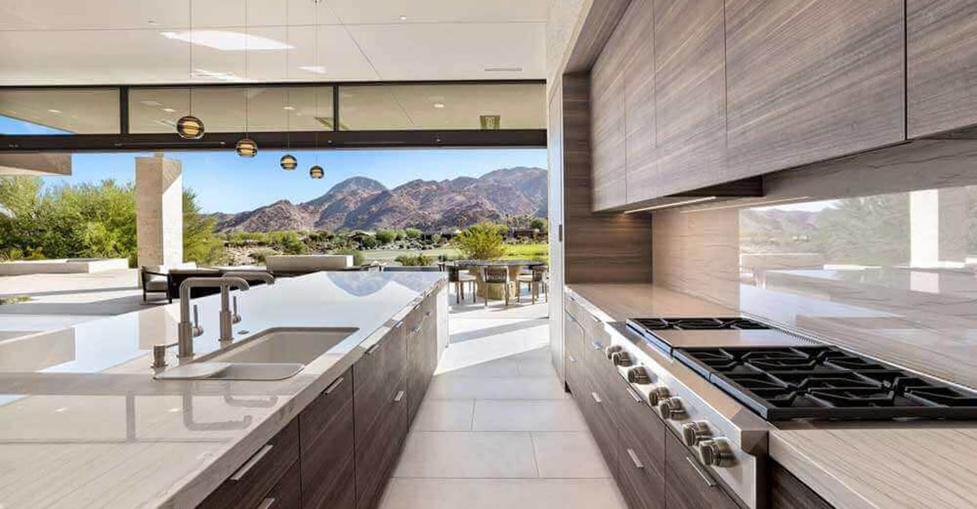 Kitchen overlooking mountains